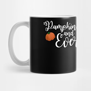 Pumpkin Spice and Everything Nice Phrase In White Text with Pumpkins Mug